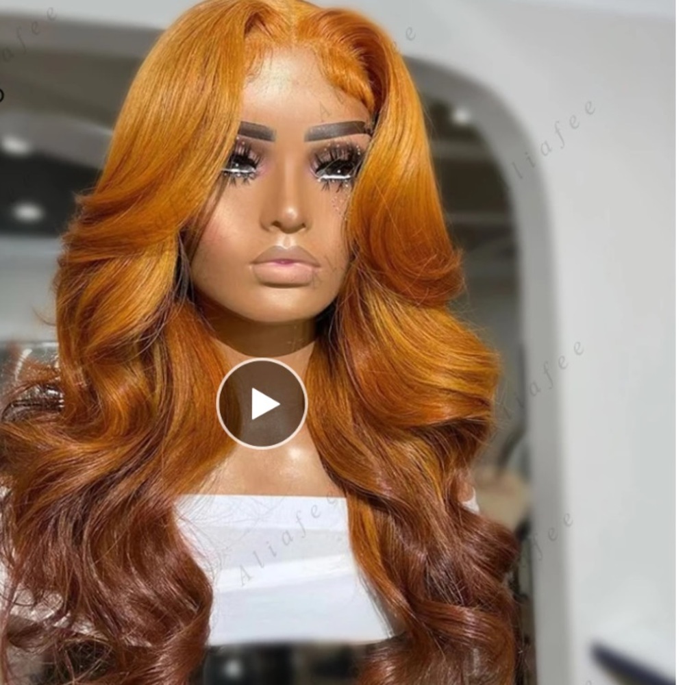 Orange Brown Ombre 5*5 Lace Front Wigs Glueless 10A PrePlucked 22”